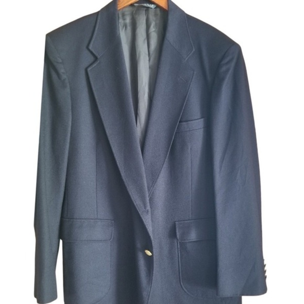 Bristol House Men's Navy Wool Blend Blazer‎ Jacket Classic Fit Two Button